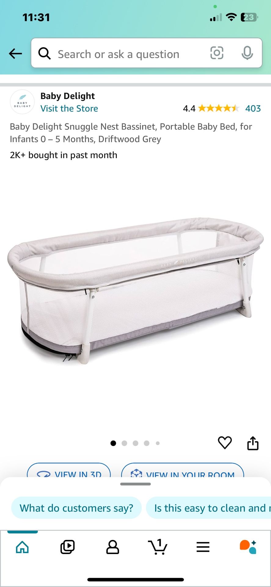 Baby Delight Snuggle Nest Bassinet Bed