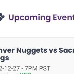Kings Vs Nuggets Upper Level Tickets 12/27