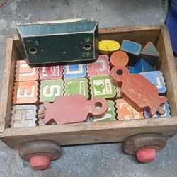 Antique Wooden Blocks W Tow. 