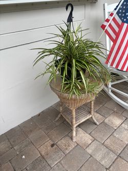 Wicker table with glass