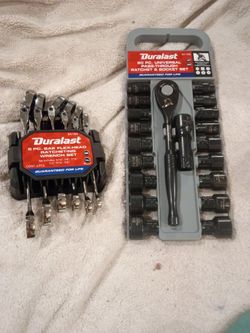 Durolast 20 pc universal pass through ratchet and socket set. Durolast 6 pc sar flex head