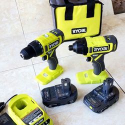 RYOBI 18V Drill and Impact Driver Kit