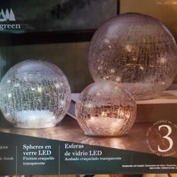 3 LED Cubes/ Spheres  Lights, Christmas Decor. Brand New.