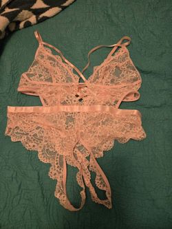 Pink Lace Lingerie Set Bralette and Panty