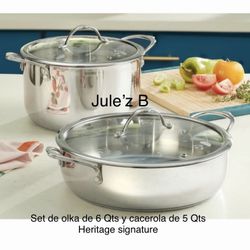 Set De Olka De 6 Qts Y Cacerola De 5 Qts Nuevas En Sus Cajas 
