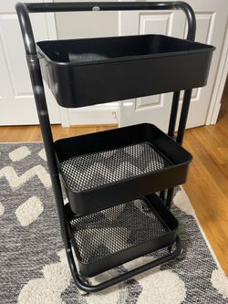 3-Tier Metal Rolling Utility Cart with Wheels - Mobile Storage Organizer for Kitchen Office Salon
