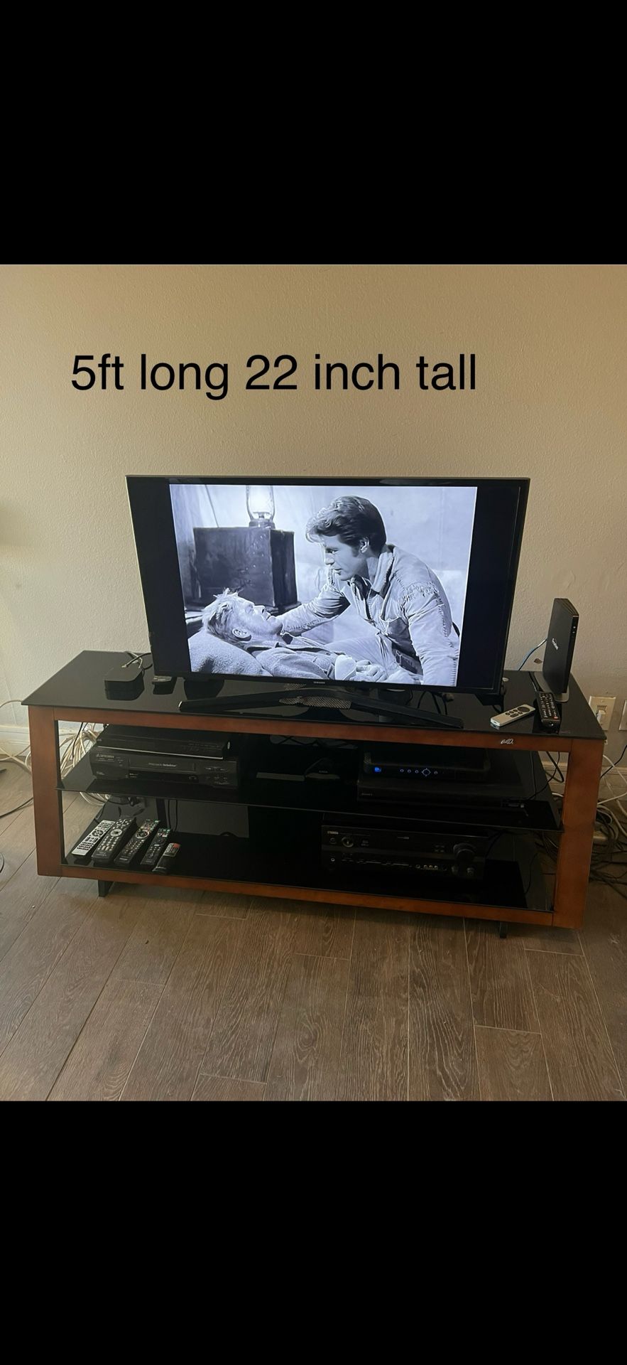 Bell’o Contemporary Wood Glass Steel TV Stand for TVs 32" to 90"