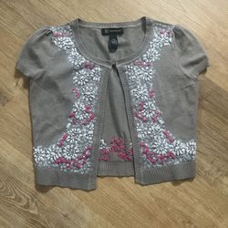INC - Embroidered Cropped Cardigan