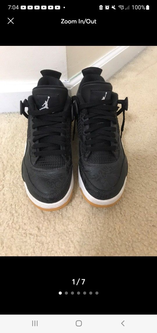 Jordan Retro 4s Black Laser Gum Sz 7y 