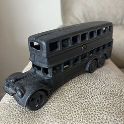  vintage  1930’s cast iron 6 wheel double decker bus, 7.5”