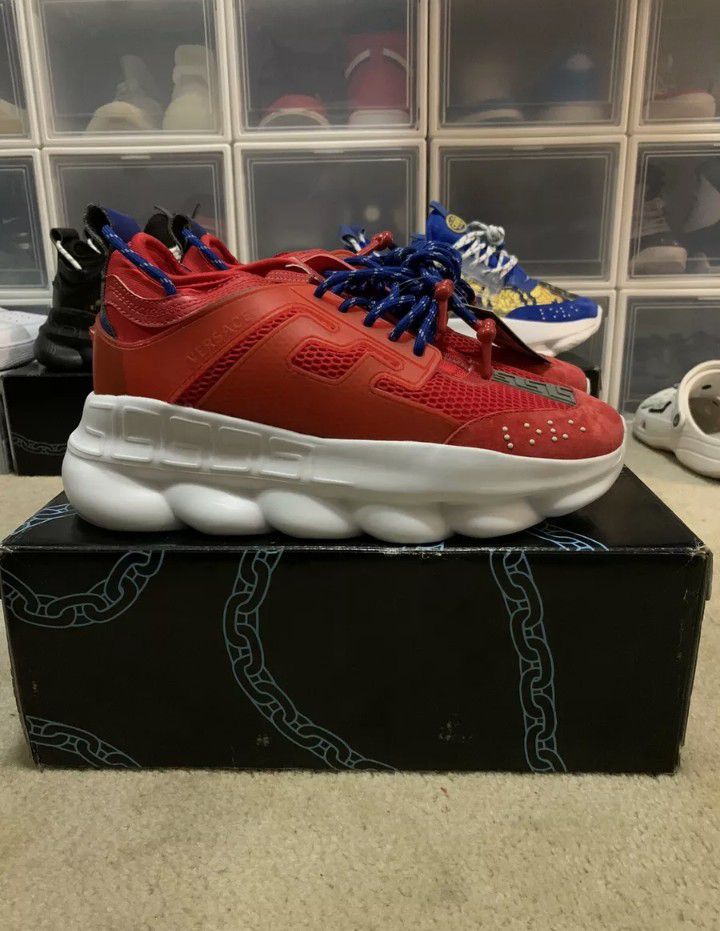 2Chainz Versace Chain Reaction Shoes White Blue Red