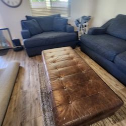 Large Couch Set wth Leather Ottoman