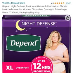 Depend Night Defense Adult Incontinence & Postpartum Bladder Leak Diapers 