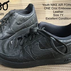 Youth Nike Air Force One, croc embossed leather, size 7Y, excellent condition  