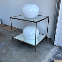 2 Vintage /Art Deco/MCM White Italian Glass Vases