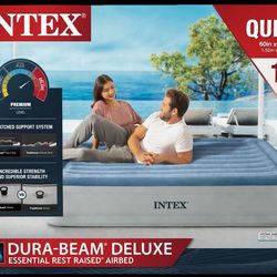 Brand new in original box – Intex Queen Size Dura-Beam Deluxe Raised Airbed. One of Intex’s most popular and reliable inflatable mattresses.