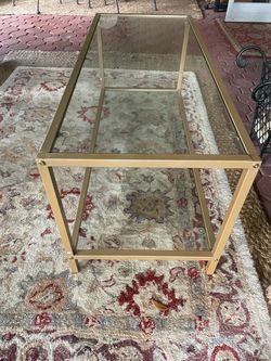 Gold Metal & Glass Coffee Table