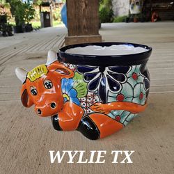 Talavera Cow Clay Pots, Plants, Planters. $50 cada una