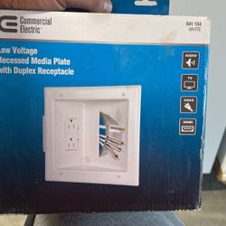 Commercial Electric Low Voltage Recessed Media Plate Duplex Receptacle Outlet