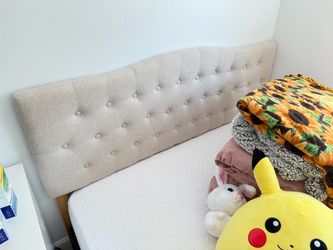 Upholstered beige queen size headboard
