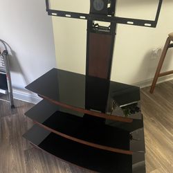 Modern Glass TV Stand w/ Mount – Fits 32”–55” TVs