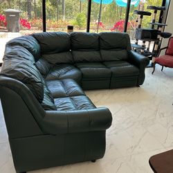 Green Leather Sectional Couch