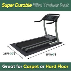 Fitness Exercise Equipment Mat Indoor Training Mat Machine Protective Floor Mat 5 x 2.5 ft, Black
