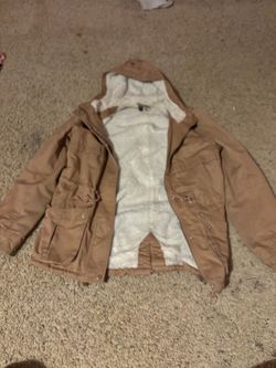 Brown Canvas Work Jacket Sherpa Lined