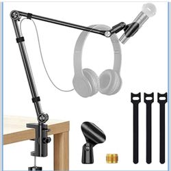 Microphone Boom Arm, Aluminum Alloy Mic Arm Stand for Blue Yeti, HyperX QuadCast, Shure SM7B and Other Mic, 360° Rotatable Head Mic Arm Desk Mount wit