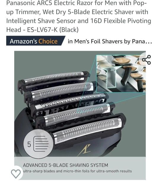 PANASONIC ES LV67 RAZOR FOR NAN POP WET DRY 5 BLADE TRIMMER