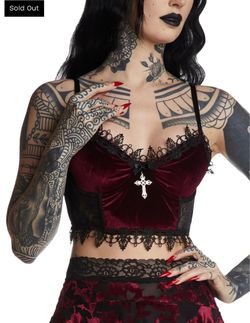CRIMSON MORPHINE EYES VELVET BRA Widow