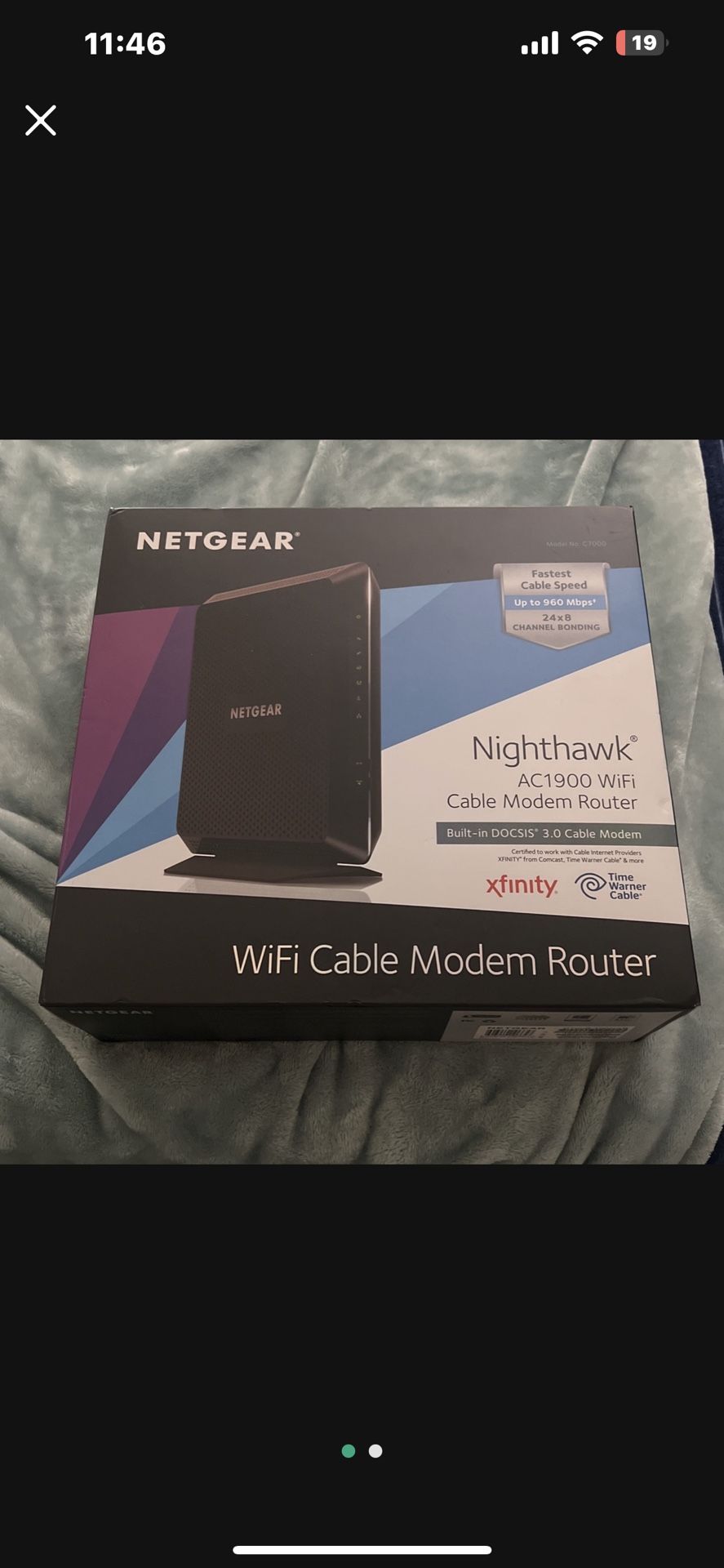 NETGEAR Nighthawk AC1900 Router Cable Modem Wif