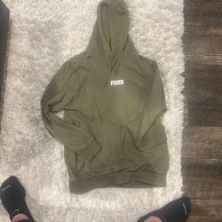 L Puma Pullover Sweatshirt Olive Green