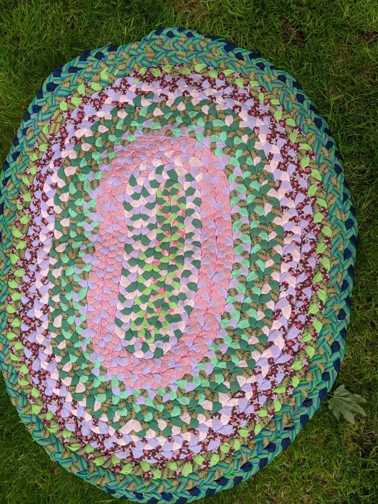 Colorful braided oval rug