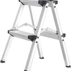 Two Step Ladder Aluminum Folding 2 Step Stool Light Weight Step Ladder with Anti-Slip Sturdy and Wide Pedal for Home, Kitchen, RV, Garage 330 lbs