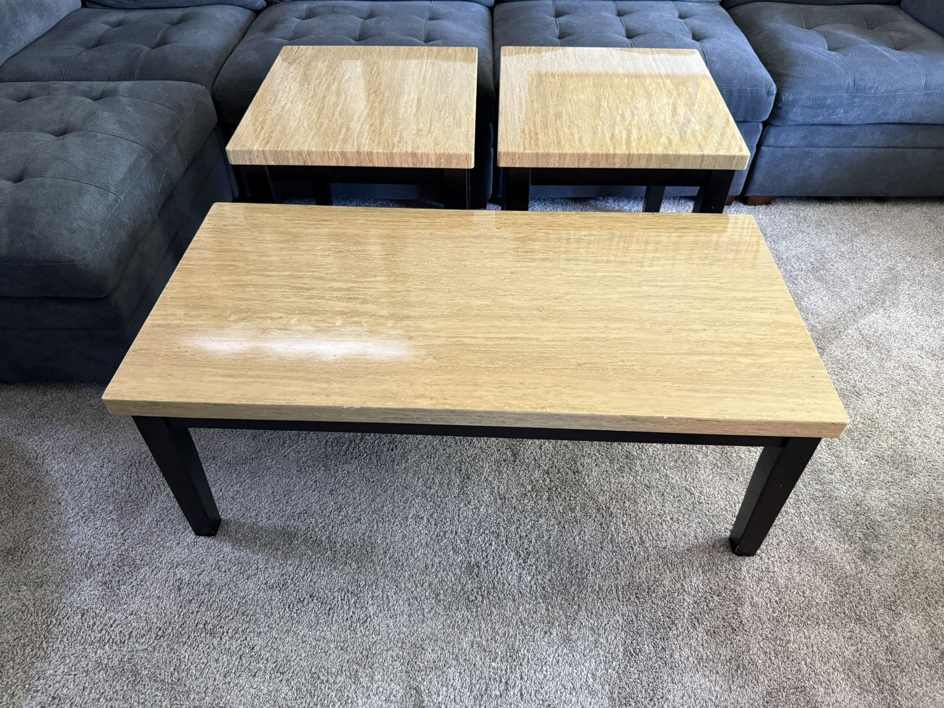 Ashley Signature Wilder Occasional Table Set Espresso T165-13 - Coffee Table 48” x 24” x 18” h & End Tables 24” x 22” x 22” h - small chip in edge of
