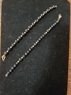2 VINTAGE ONYX BEAD BRACELETS