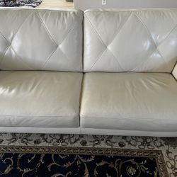 Macy’s Real Leather 3 Piece Couch  (Ivory)