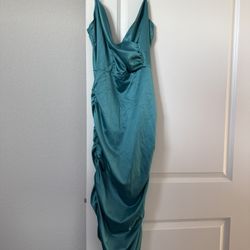 Satin Peacock Color Dress 