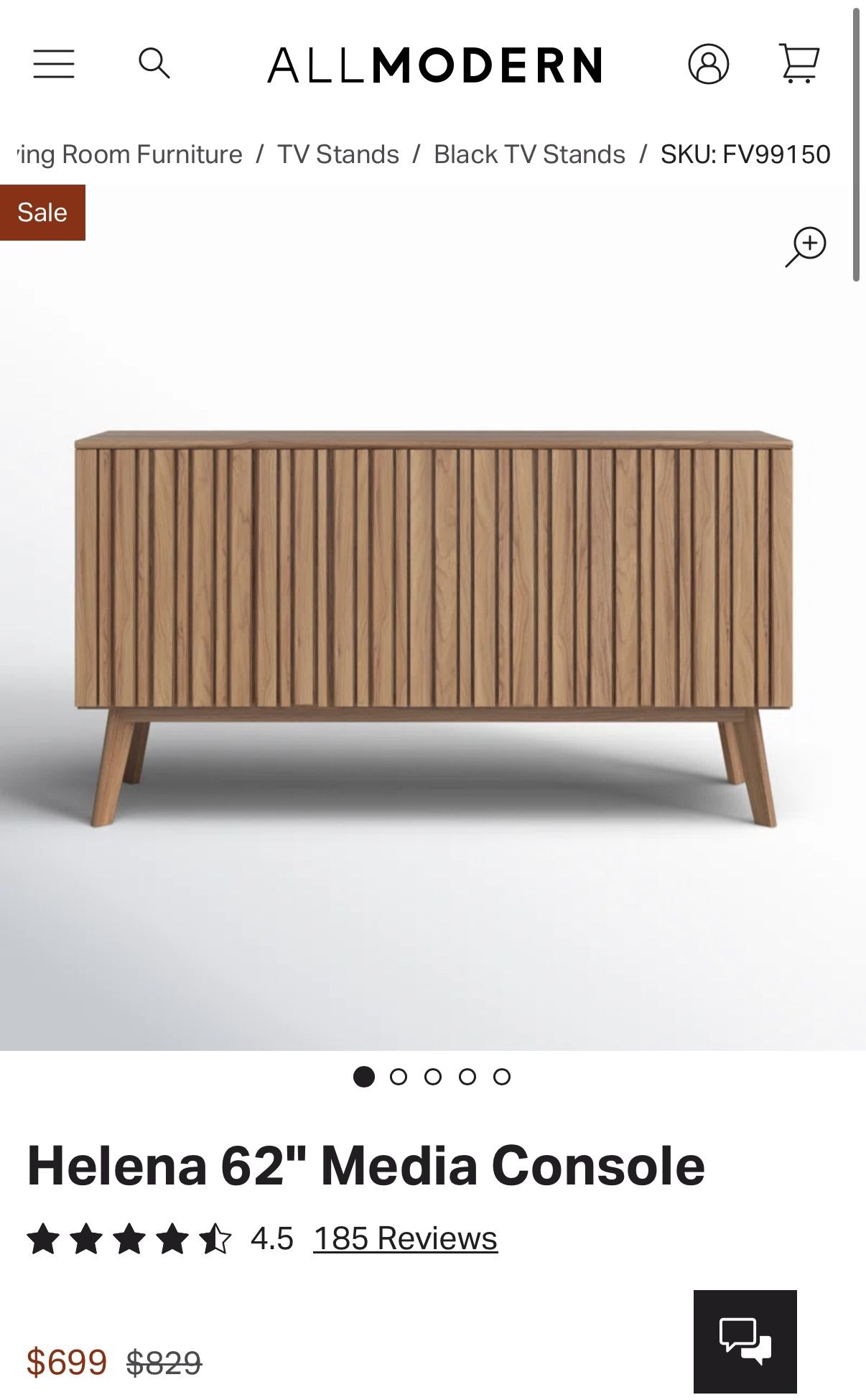 Media / TV Console: All Modern Oak Helena 62”