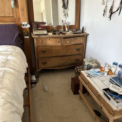 Free - king size bed, 4 draw dresser and mirror. 3 draw dresser and mirror