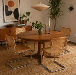 Set of 4 vintage cesca cantilever rattan and chrome chairs