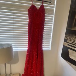 Red Sparkly Gown Corset Dress