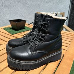 Steve Madden Fur-Lined Platform Combat Boots