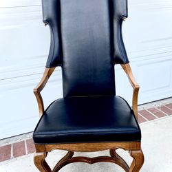 1960’s Drexel Tall Wingback Geometric Leather Chair 