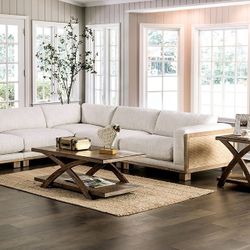 Brand New Beige & Natural Tone Plush Sectional Sofa