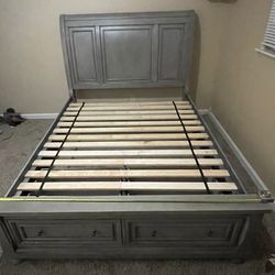 Queen Sleigh Bed Frame With Drawers
