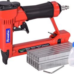 Dynastus Pneumatic Upholstery Staple Gun, 22 Gauge 3/8" Wide Crown Air Stapler Kit, by 1/4-Inch to 5/8-Inch, with 6000 Staples, Red