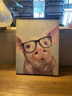 Pig with Glasses Canvas Wall Art