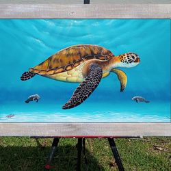 Sea Turtle and Manatees Original Canvas